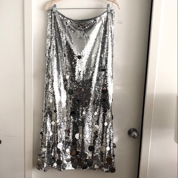 🎉Plus Size Elegant Gold Or Silver Long Sequin Formal Midi Skirt - Picture 12 of 14